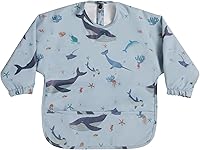 Vista 1 de Baberos de manga larga para bebés, impermeables, con bolsillo para atrapar alimentos para alimentar, comer