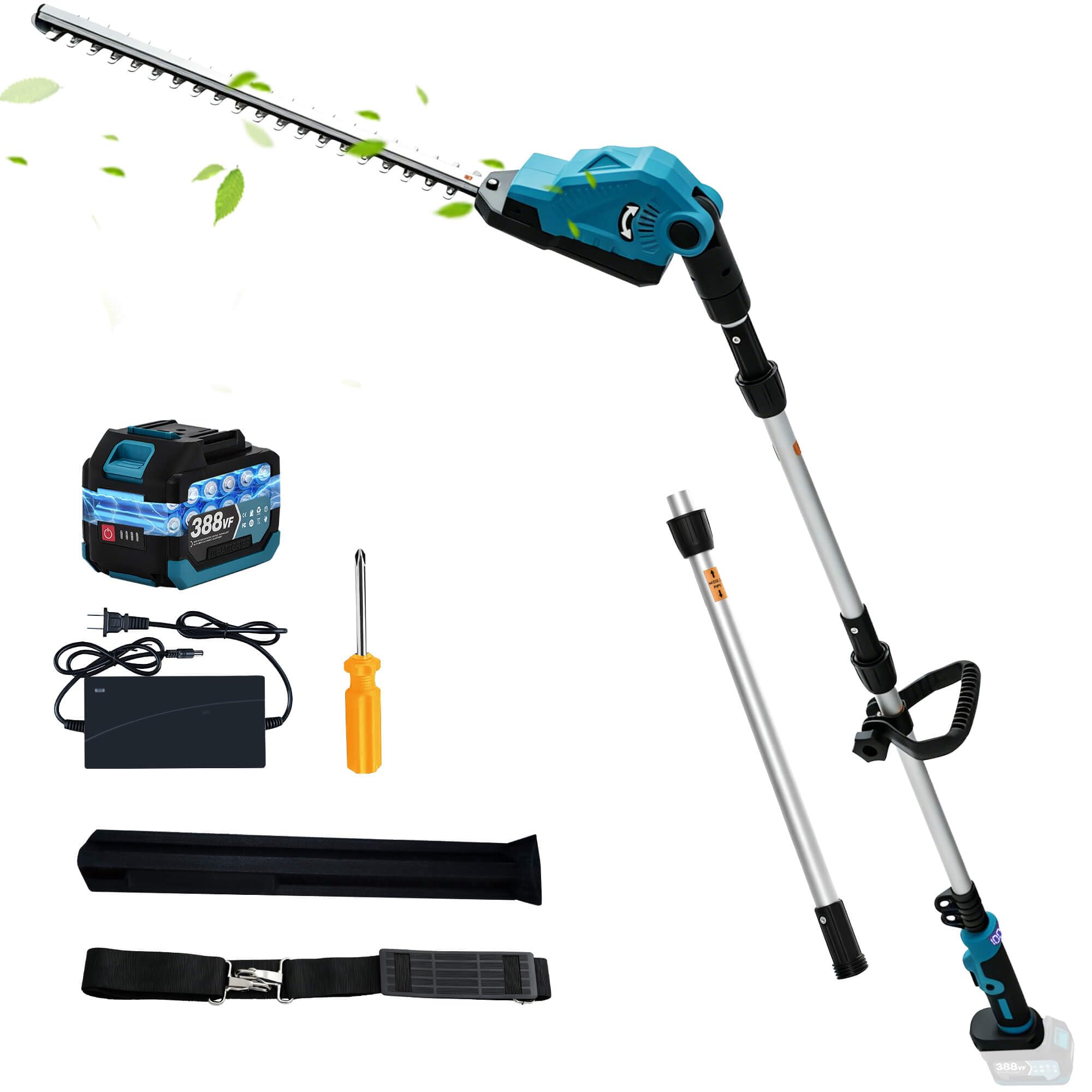 Teleskop Heckenschere Akku für Makita Akku 18V Höhe bis 2.7m | 48cm Schnittbreite, Zinkenabstand 16 mm,150° winkelverstellbarer Schneidkopf