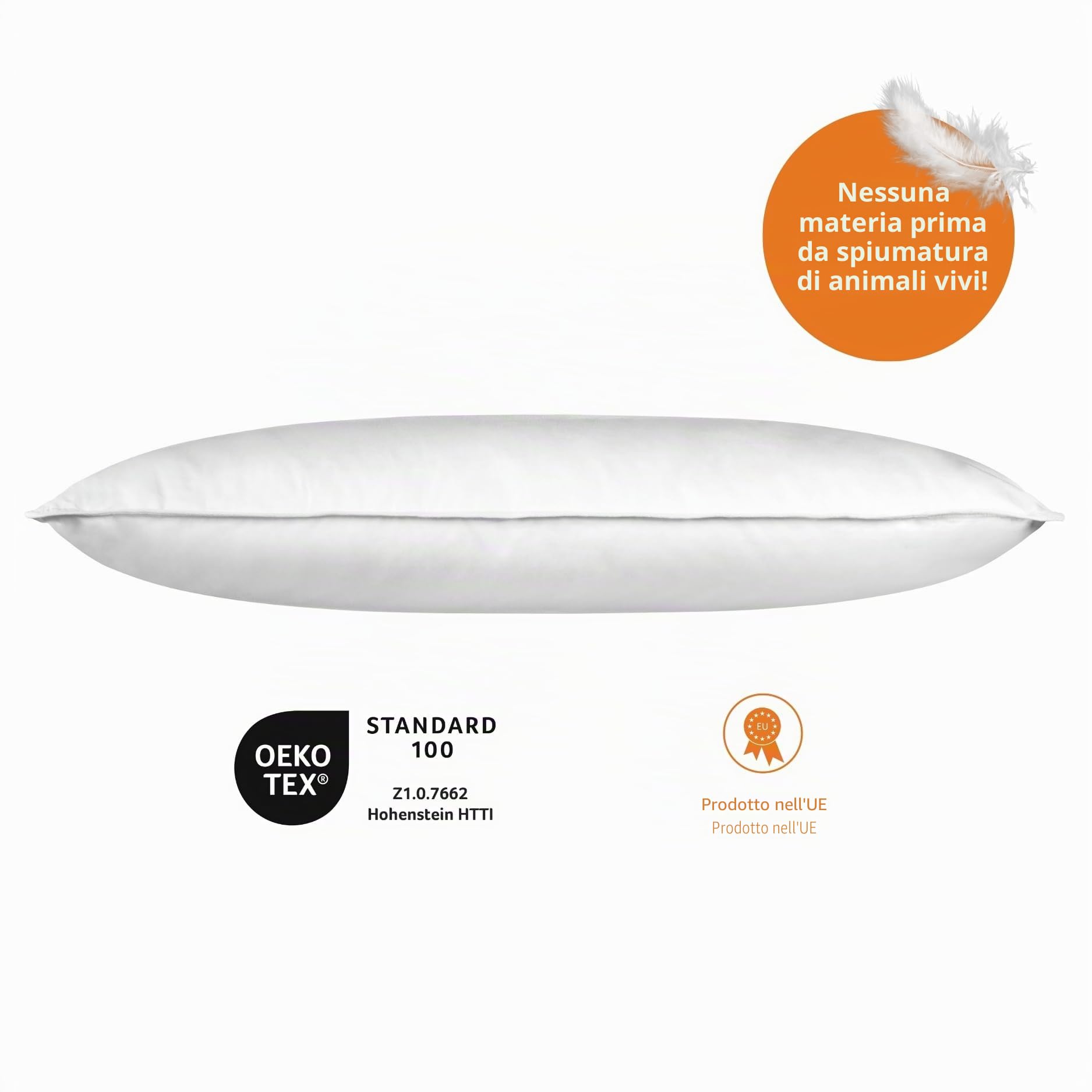 sleepling 196360 - Cuscino per letto, 100% piumino e piume, lavabile a 60 gradi, Downpass, 100% cotone, 80 x 80 cm, bianco