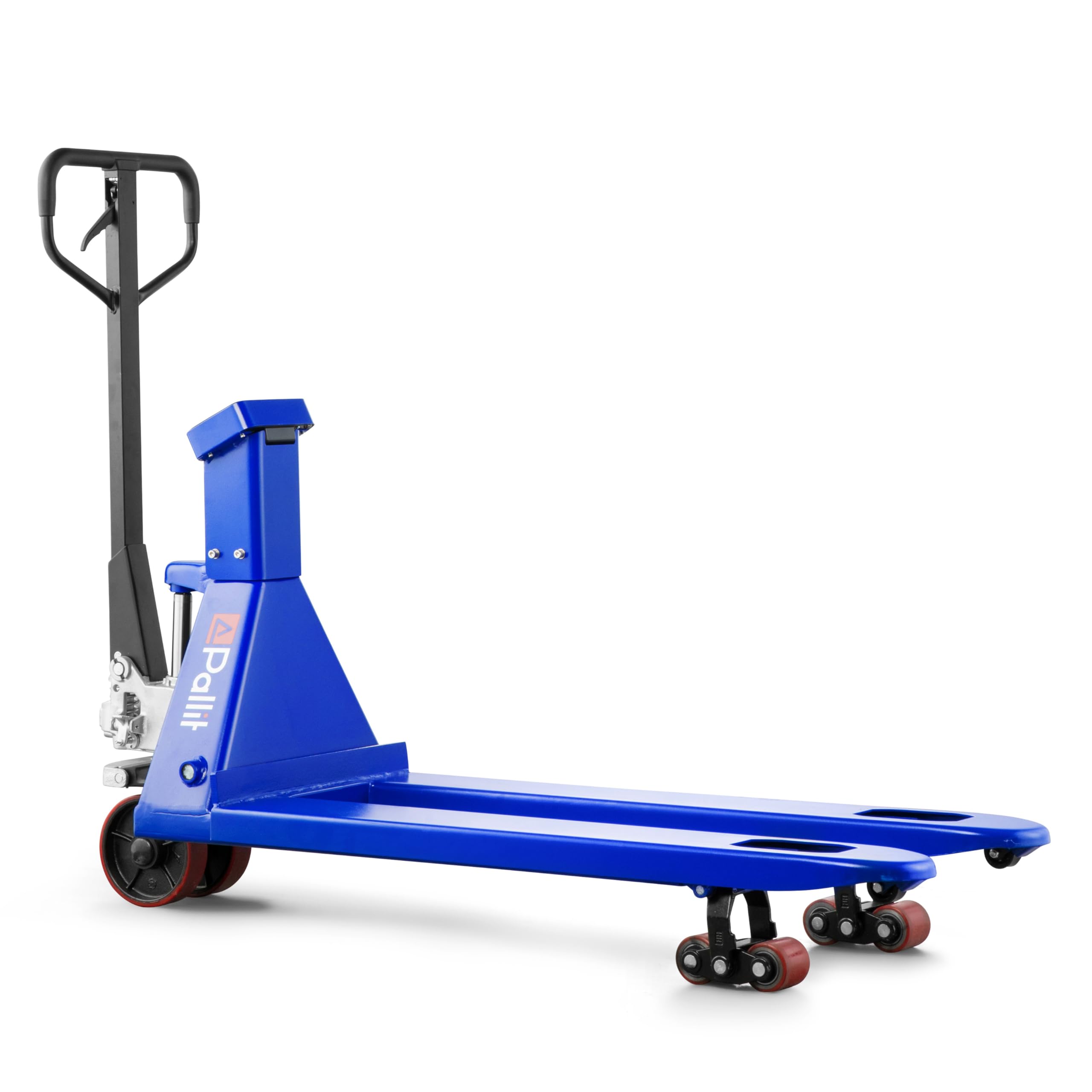 Transpaleta Profesional con báscula e Impresora 0,5 kg Pasos 2500 kg 2,0t para Europalet (1150 mm) | Solución 3 en 1 integrada con pesaje digital de 0,5 kg, impresora térmica y horquillas de 1150 mm para palés europeos