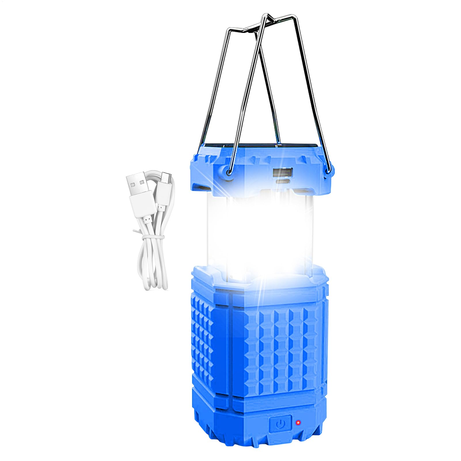 Lampada da campeggio solare da appendere con una manovella | Lampada da tenda ricaricabile USB per pesca, spiaggia, barbecue, arrampicata, campo, giardino, cortile, cortile, patio