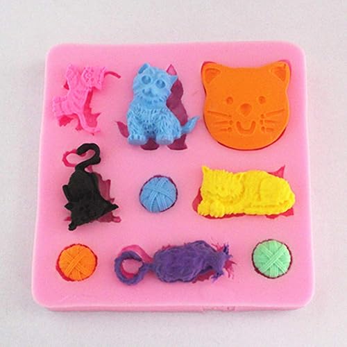 Miniatura 6 de Molde de silicona con forma de gato pequeño, molde de pasta de goma para gatito, chocolate, caramelo, magdalena, herramientas de decoración de