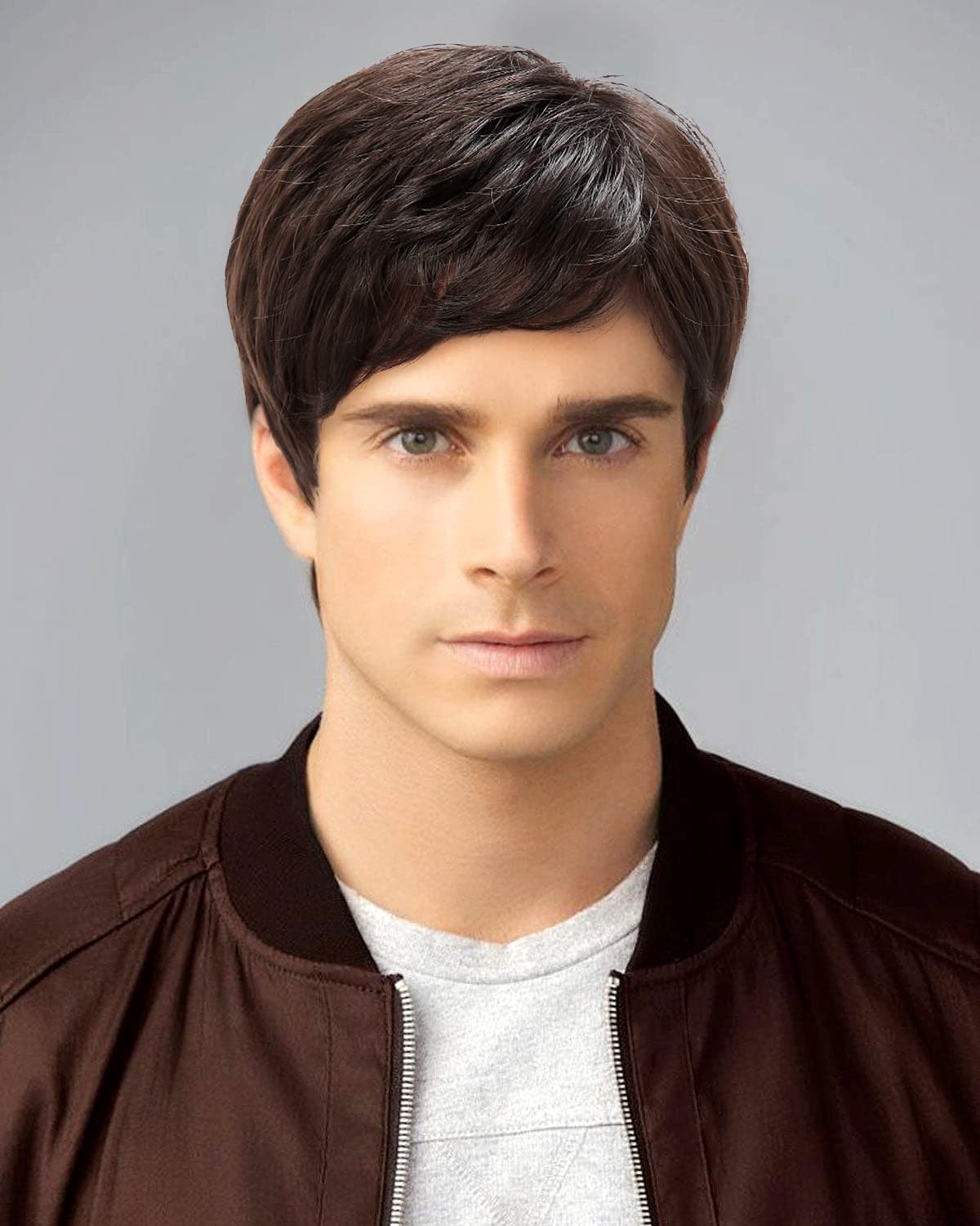 BLUSHIA Mens Wigs Brown Short Wavy Wig Natural Fluffy Cosplay Costume Synthetic Mens Wig for Male Guy Cosplay Halloween Wig Anime Costume Wig-image-31
