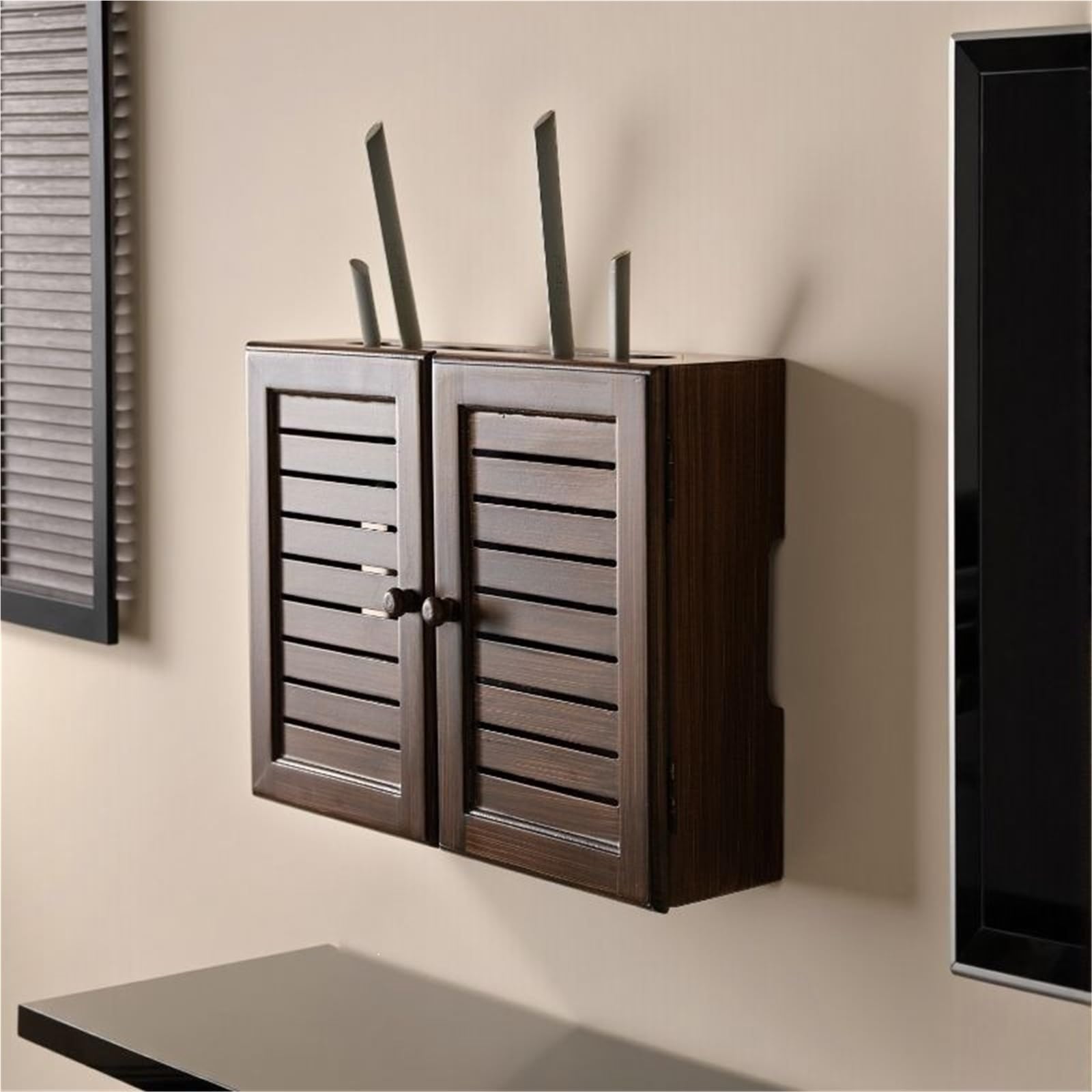 Armoire pour Routeur WiFi Fixation Murale, BoîTier dé Coratif pour Dissimuler Le Routeur WiFi, BoîTe de Rangement pour Routeur(Blanc,13.3x9.4in/34x24cm)