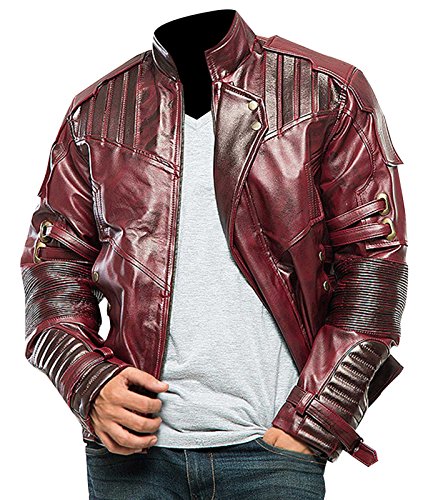 III-Fashions Mens Distressed Maroon Superhero Cosplay Costume Motorcycle Faux Leather Jacket