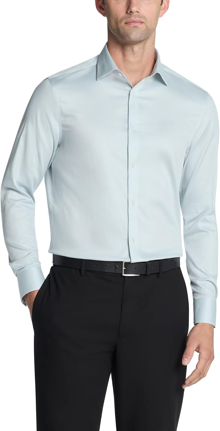 Calvin Klein Men's Dress Shirt Slim Fit Stretch Flex Collar Check