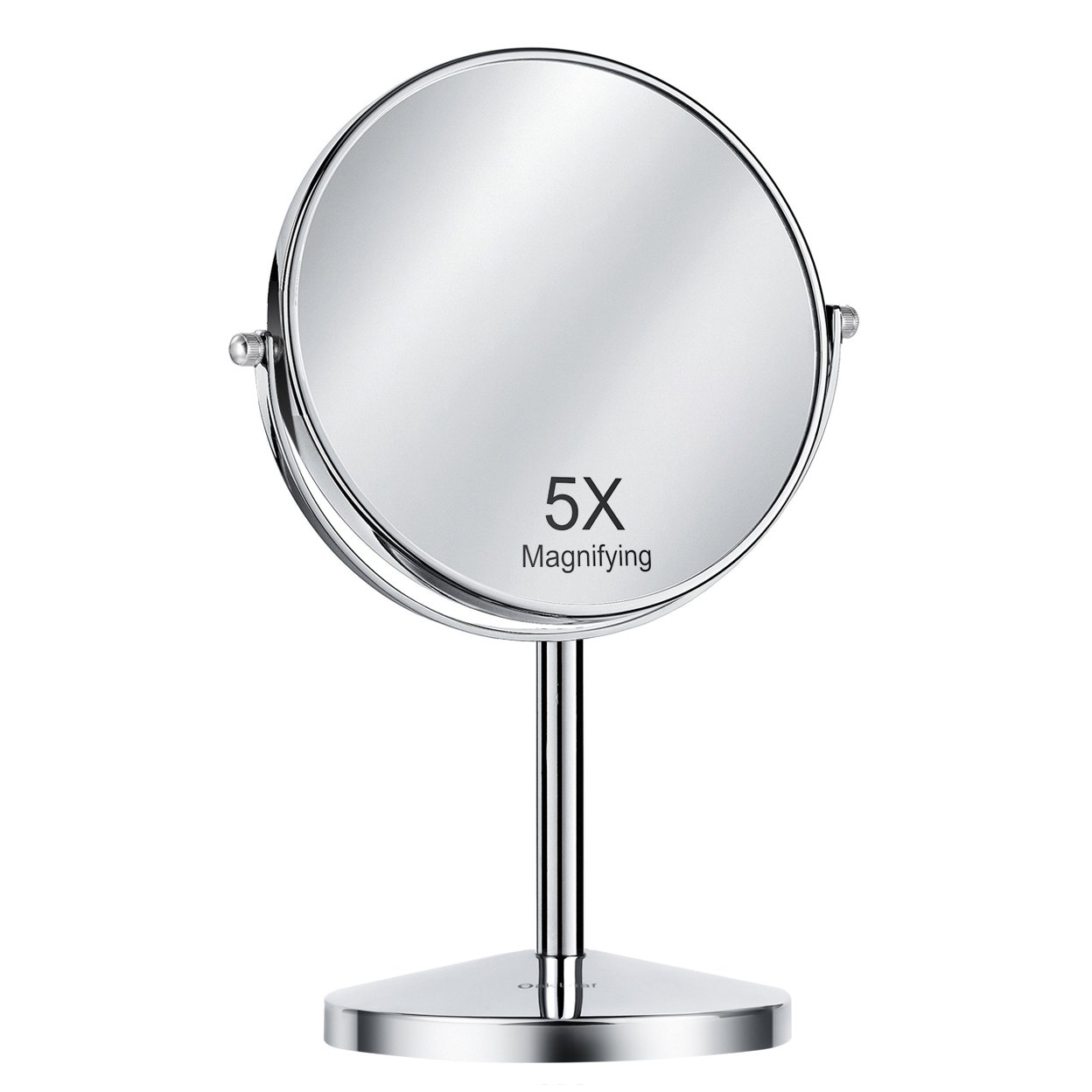 Oak Leaf Two-sided Vanity Mirror,Tabletop Swivel Makeup Mirror Boutique Mirror,1x/5x magnification,Chromed Finish Circular,6-inch