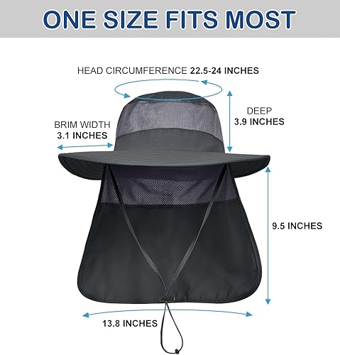 Miniatura 5 de Paquete de 3 sombreros de malla UPF50+ para hombre, sombrero de pesca de ala ancha con solapa para el cuello para senderismo jardín