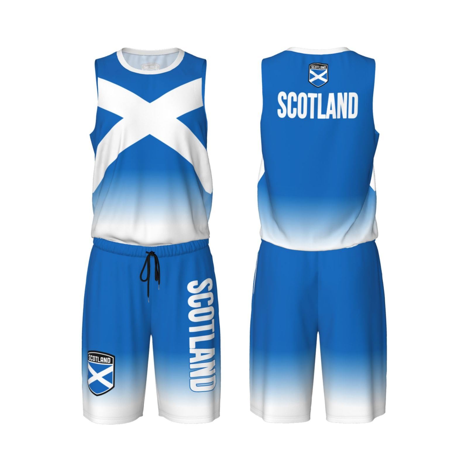 DABOYOZHZH Scotland Flag Basketball Uniform Suit for Men Team Training Athletic Gradient Jersey