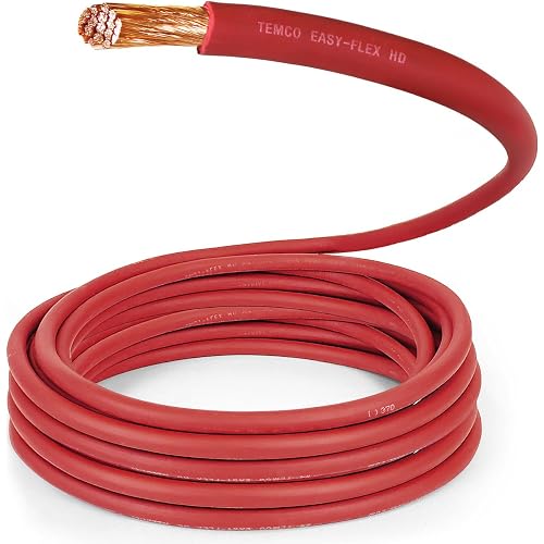 TEMCo 4/0 Gauge AWG 75 Ft Red Flexible Pure Copper Made in USA Welding Cable Battery Wire - Heavy Duty Solar, Inverter, Car, RV, Truck