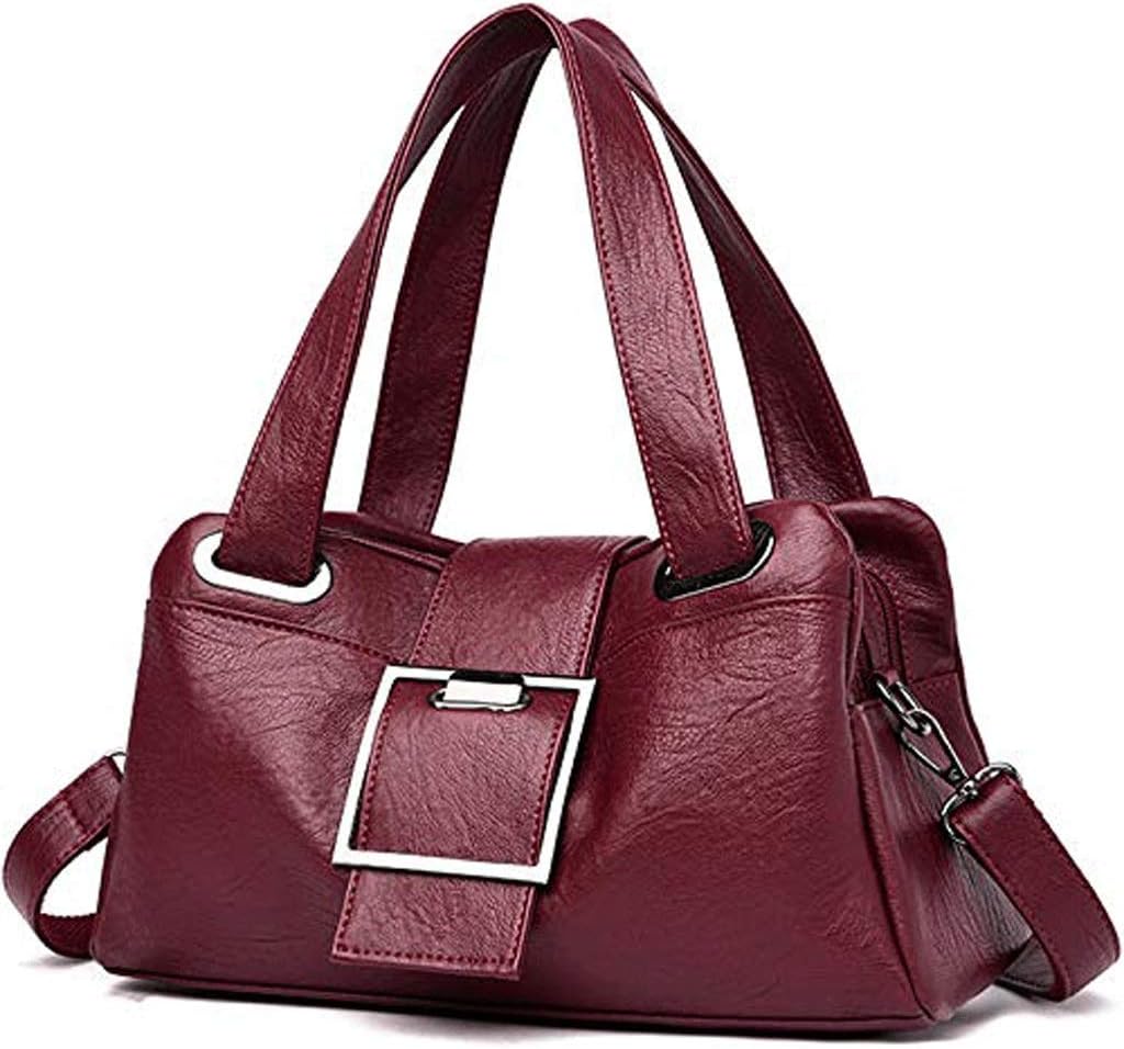 Leather Black Lady Handbag-Shoulder Bag Soft Large Capacity Fashion Simple Atmospheric Shoulder Crossbody