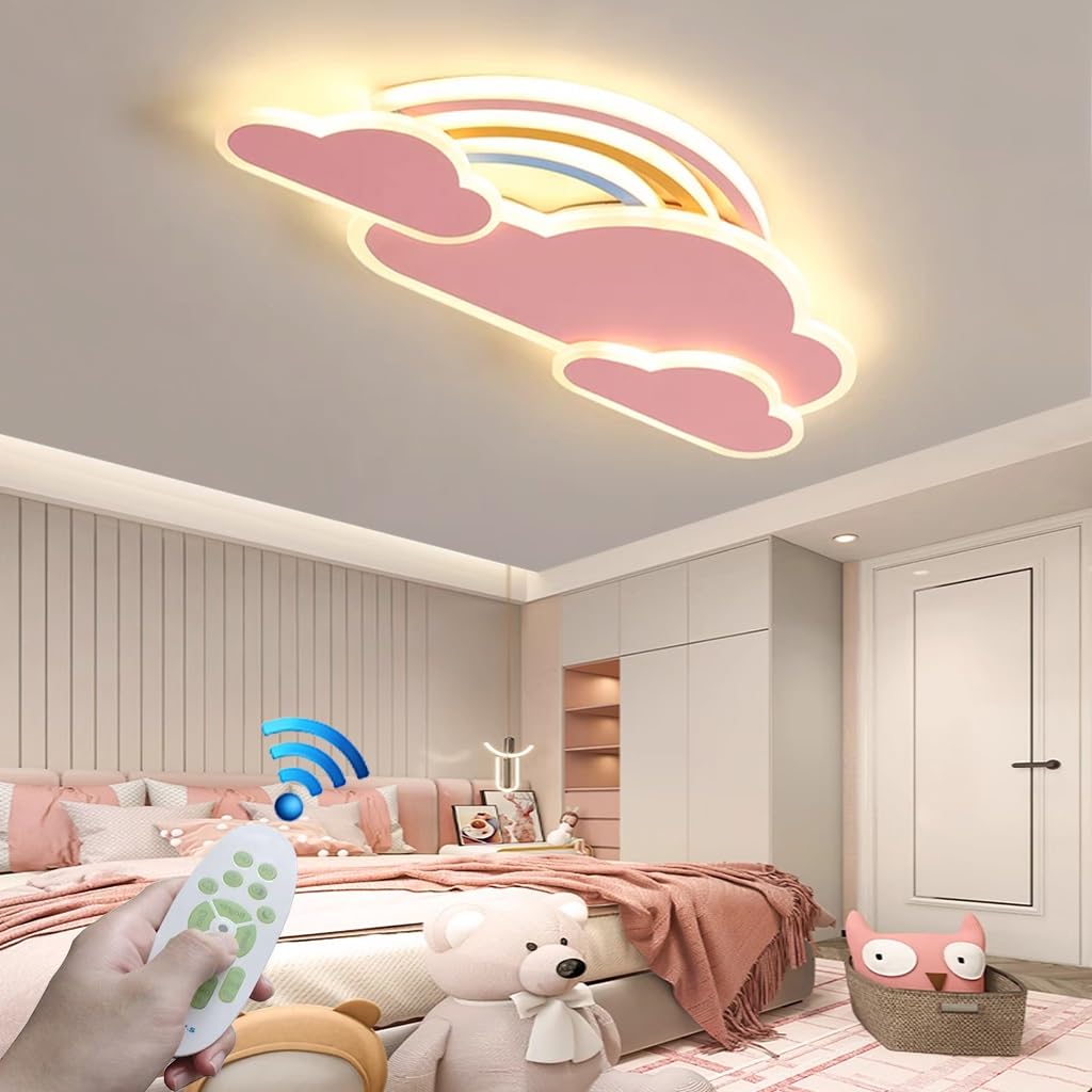 RuiRfh Ceiling Lamp LED Rainbow Cloud Cartoon Creative Design Bedroom Remote Control Dimmable Ceiling Light Modern Boy Girl Children's Room Lighting Baby Room Bedroom Living Room Hotel Chandelier (Co