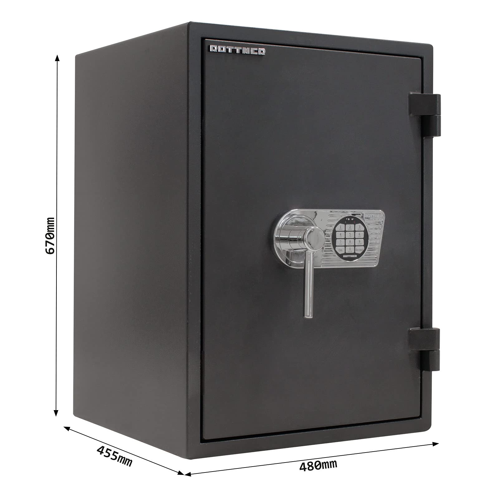 Rottner FireProfi 65 Premium Wertschutzschrank (HxBxT) 670x480x455 mm Elektronikschloss Handhebelgriff inklusive Batterie Notbestromung möglich verstellbarer Fachboden Befestigungsmaterial