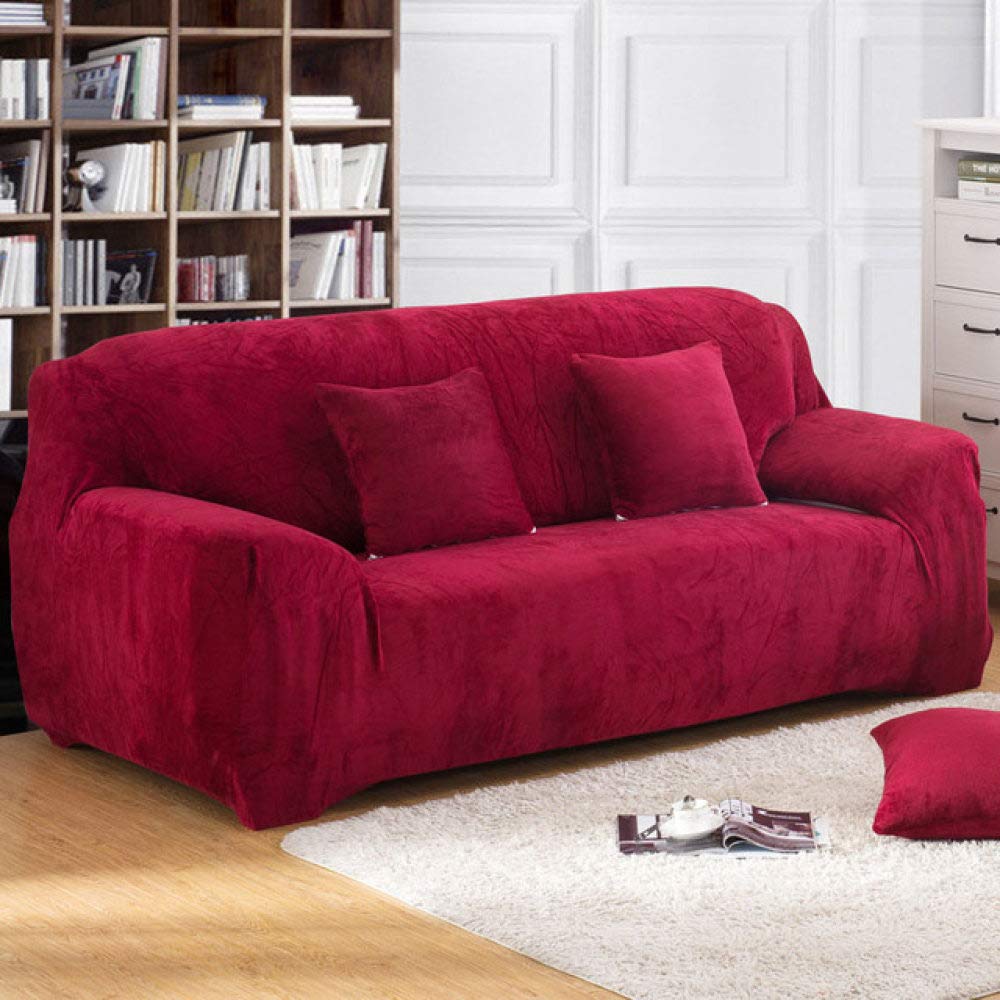 Housse de canapé sectionnelle universelle vin rouge pour soirée cosy