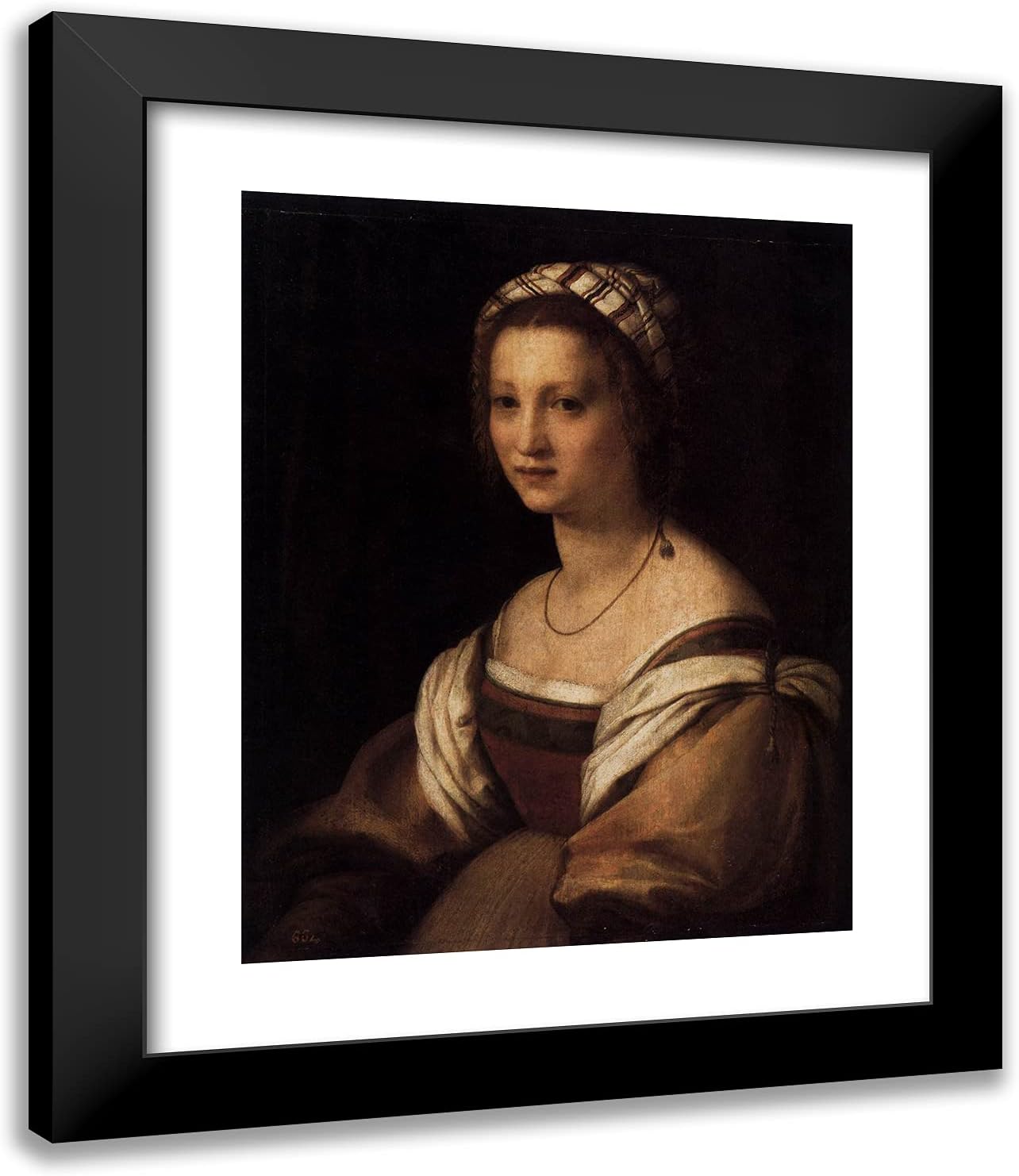 ArtDirect Del Sarto, Andrea 20x23 Gold Ornate Framed Art Print with Double Matting Titled: Lucrezia di Baccio del Fede, the Artist's Wife