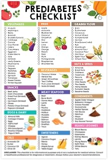 Prediabetes Food Checklist Poster, 12x18 Inches Unframe Low Sugar Food, Type 2 Diabetes Print, Pre Diabetes Chart, Prediabetic Diet Chart