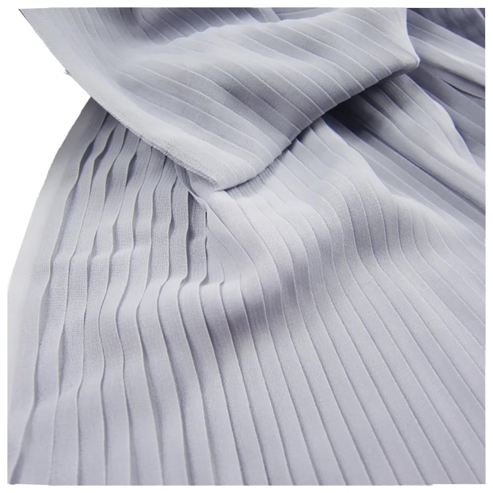 Pleated Pearl Chiffon Fabric, Pleated Pearl Chiffon Fabric for Sewing Multicolor 0.5-3 Meters 150cm(Gray,Straighten 3 Meters)