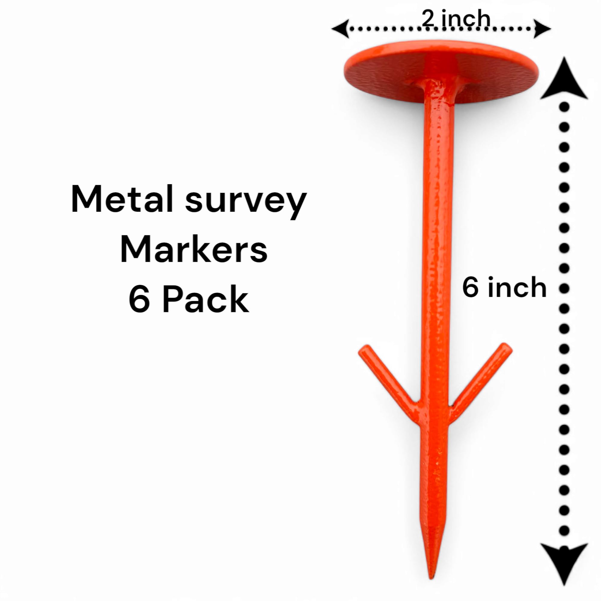 Set of 6 Orange Arrow Type Survey Stakes Survey Markers Property Ground Stakes
