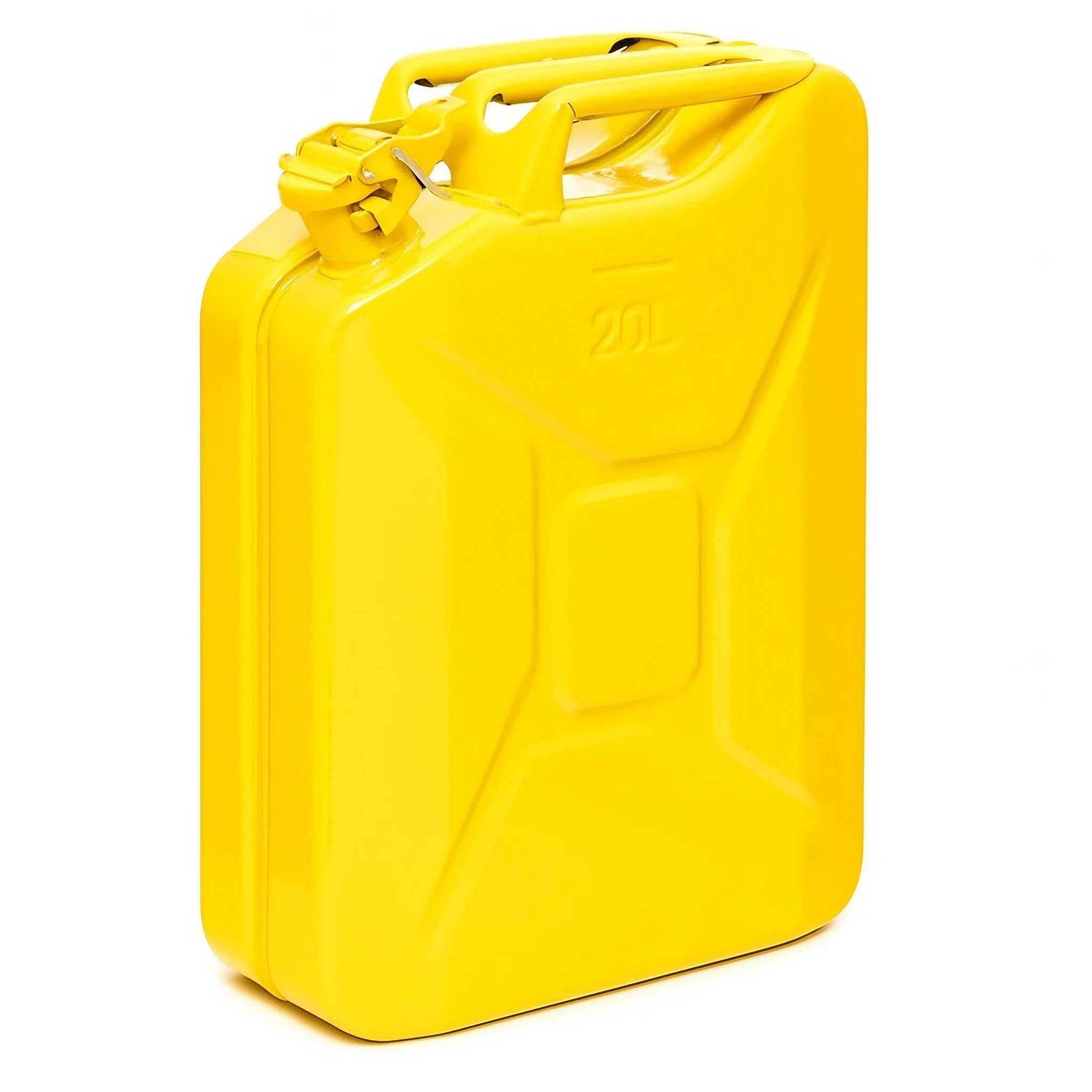 BW® Bidón de combustible de metal para gasolina, 5 x 20 litros, con boquilla Amarillo RAL 1018 Certificado TÜV y homologación UN Fabricado en Europa