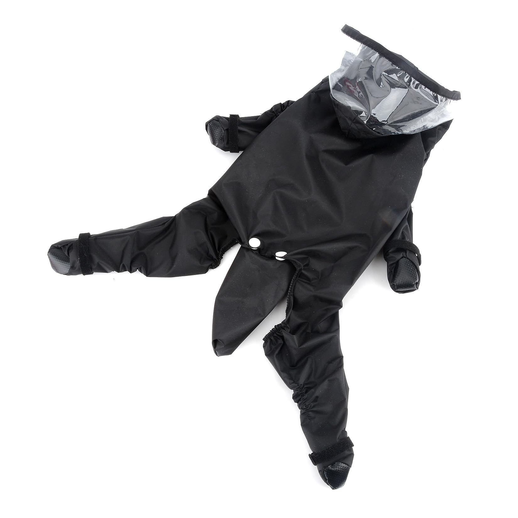 Chubasquero para Perros Lindo Cachorro Impermeable De Cuatro Patas Todo Incluido con Sombrero Chaqueta para La Lluvia Perros Pequeños Poncho Sólido para Mascotas Ropa, Negro, XL