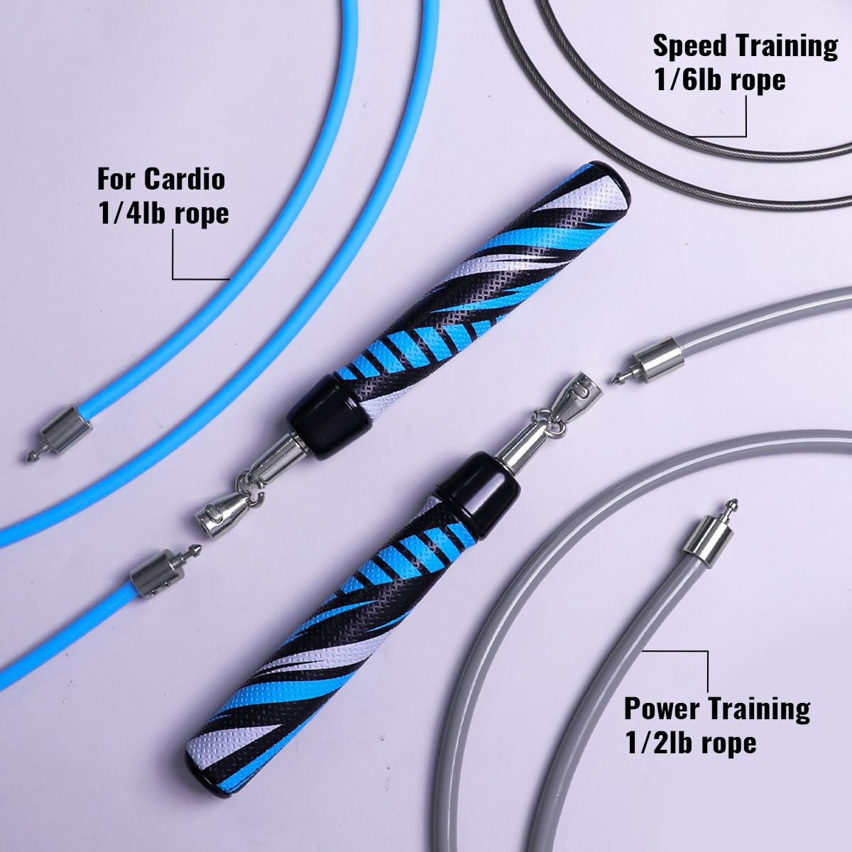 Hererope 3-in-1-Springseil für Damen und Herren, 1/2,7 kg, 1/1,8 kg, 1/0,9 kg, austauschbares gewichtetes Springseil-Set mit Präzisionskugellager, rutschfester Ledergriff, Springseile für Fitness