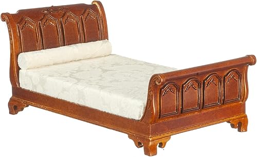 Melody Jane Dolls Houses Casa de muñecas American 19th C Empire Trineo Cama Nogal JBM Muebles en miniatura