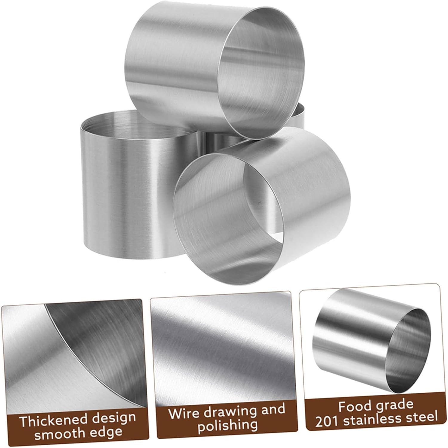 COLLBATH 12pcs Small Stainless Steel Mousse Rings 5x5x5cm round Baking Moulds DIY Cake Ring Set for Pastry and Dessert Baking Tools