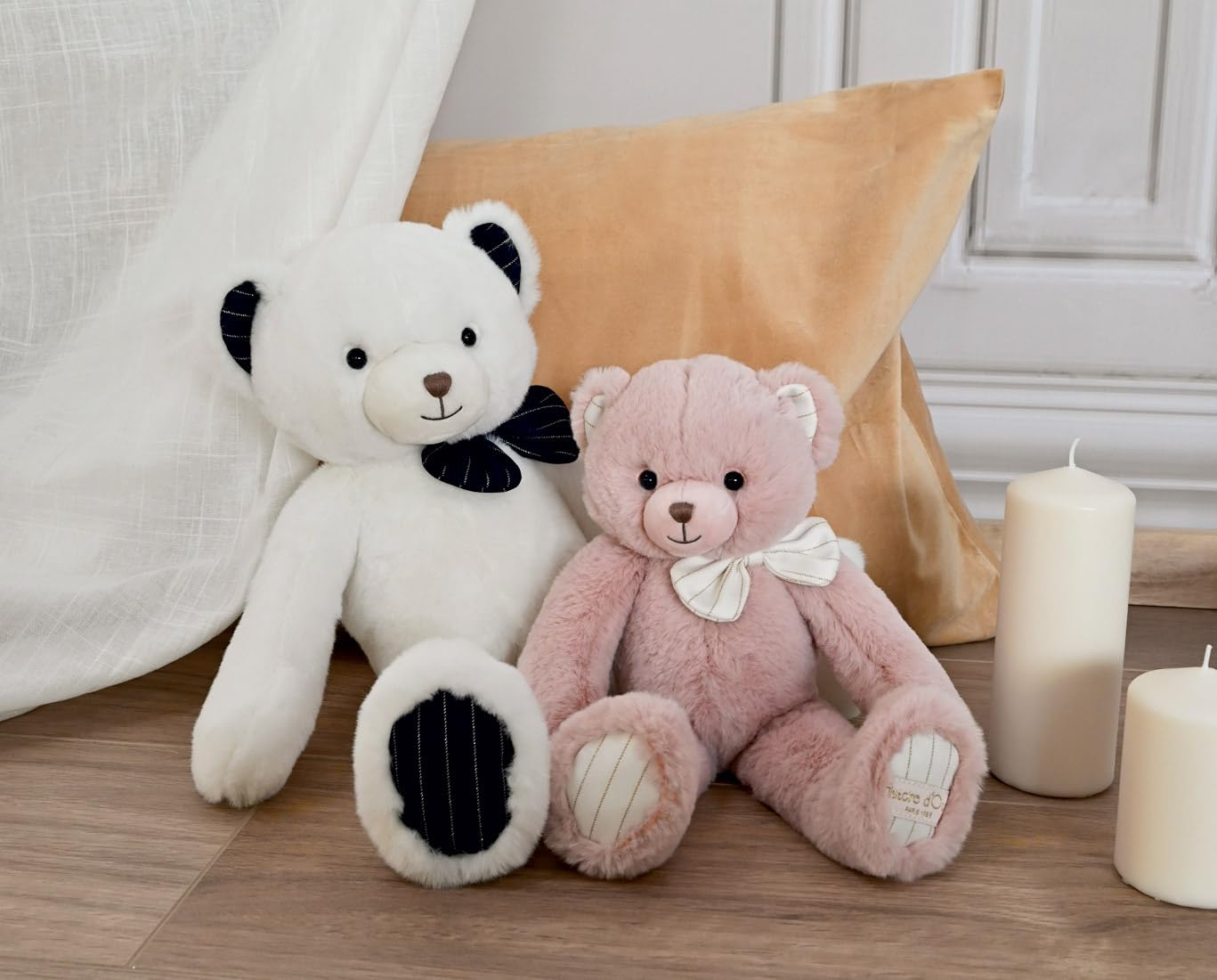 Histoire d'ours – Peluche de Oso – Blanco Marfil y Azul – 40 cm – Idea de Regalo de Nacimiento y cumpleaños para niños – Doudou Chic – Collecion Preppy Chic – HO3131