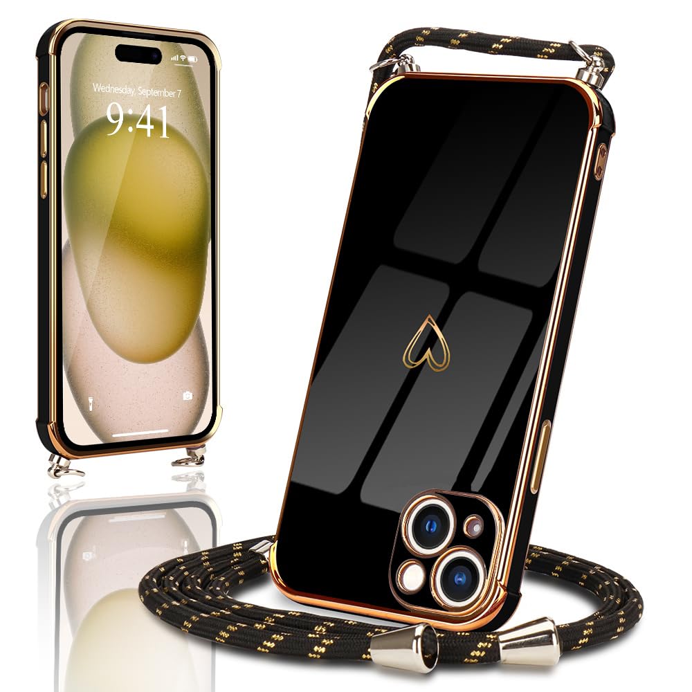 Micoden Coque pour iPhone 15 Pro Silicone TPU avec Collier
