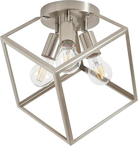 Lámpara de techo empotrada de níquel cepillado, accesorios de iluminación geométrica multidireccional, marco de metal moderno, luces de vestíbulo de