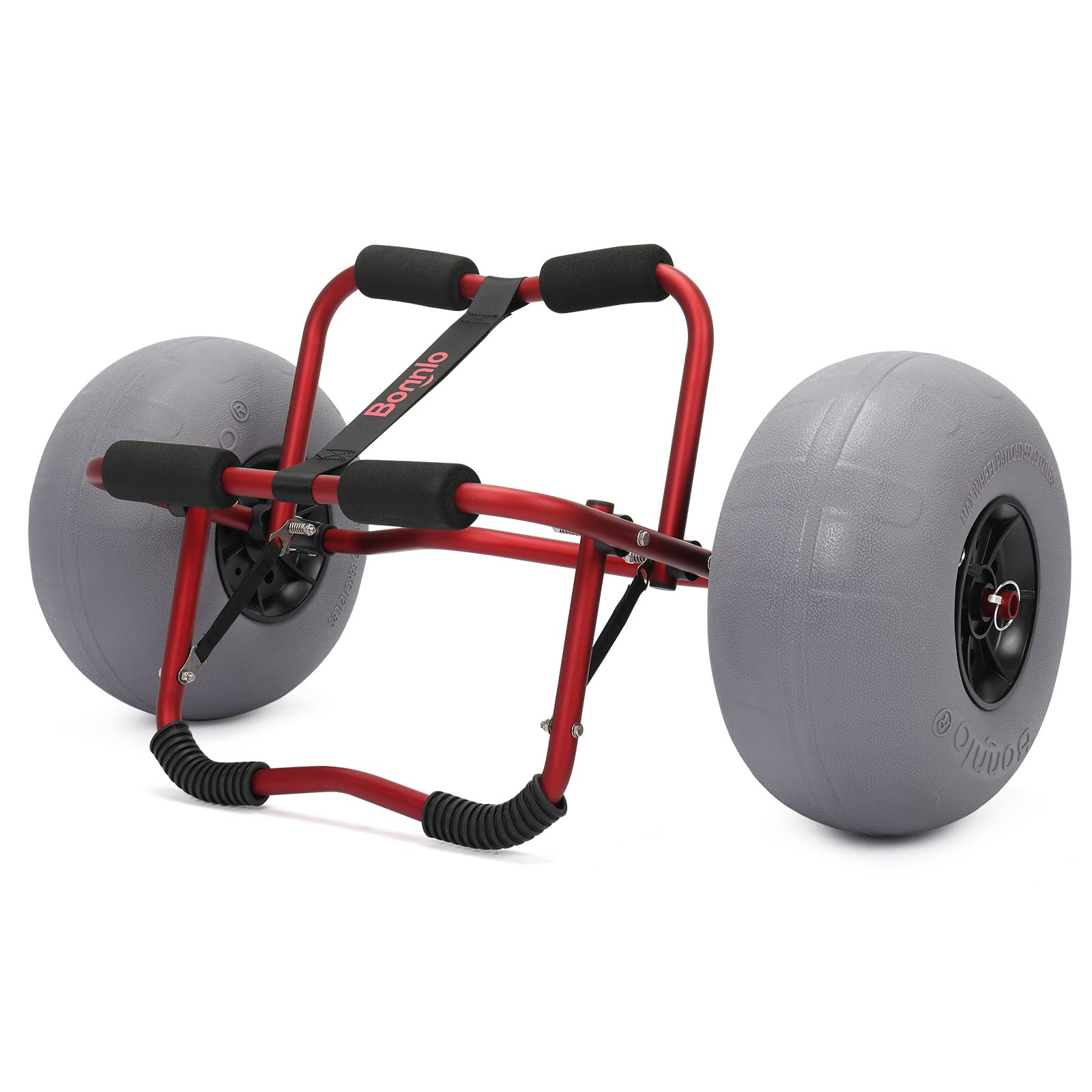 Bonnlo Kayak Beach Cart with Balloon Wheels Canoe Dolly Foldable Paddle