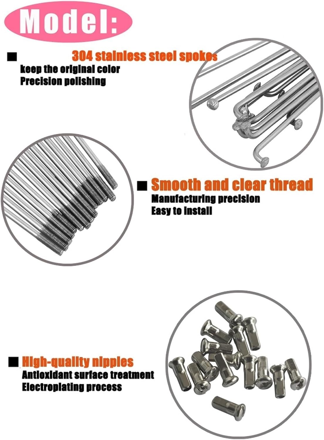 36Pcs Stainless Steel 14G Fit for Bicycle Spokes Road Mountain Bike Cycle 236/246/248/250/255/258/261/263/265mm Nipples Accessories