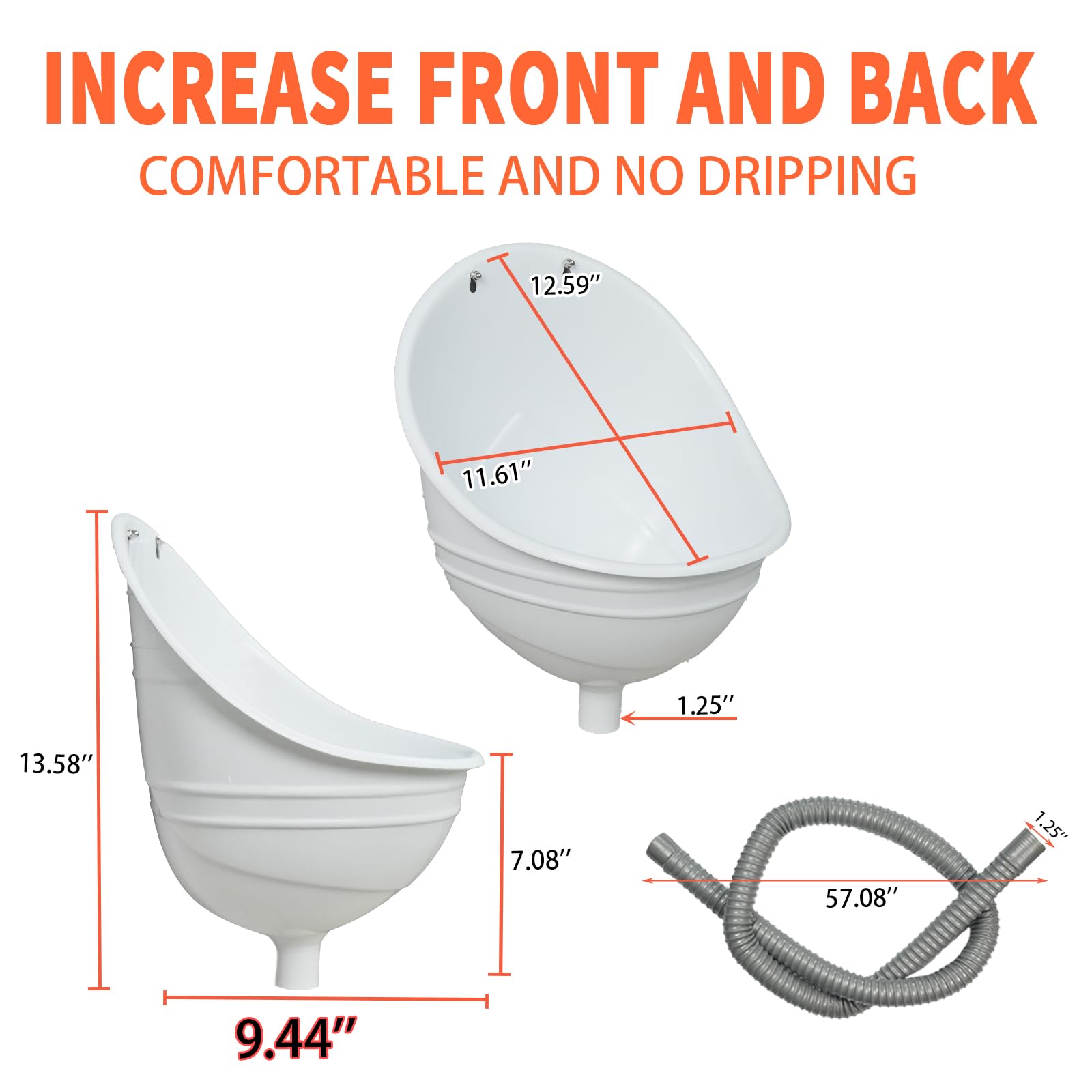 Wasserloses Urinal für die Garage, Urinal für Männer, Kunststoff-Urinale für Männer, Urinumleiter, Outdoor-Urinal, Wandmontage, Urinale für Herren, Badezimmer, kein Bohren, selbstklebend