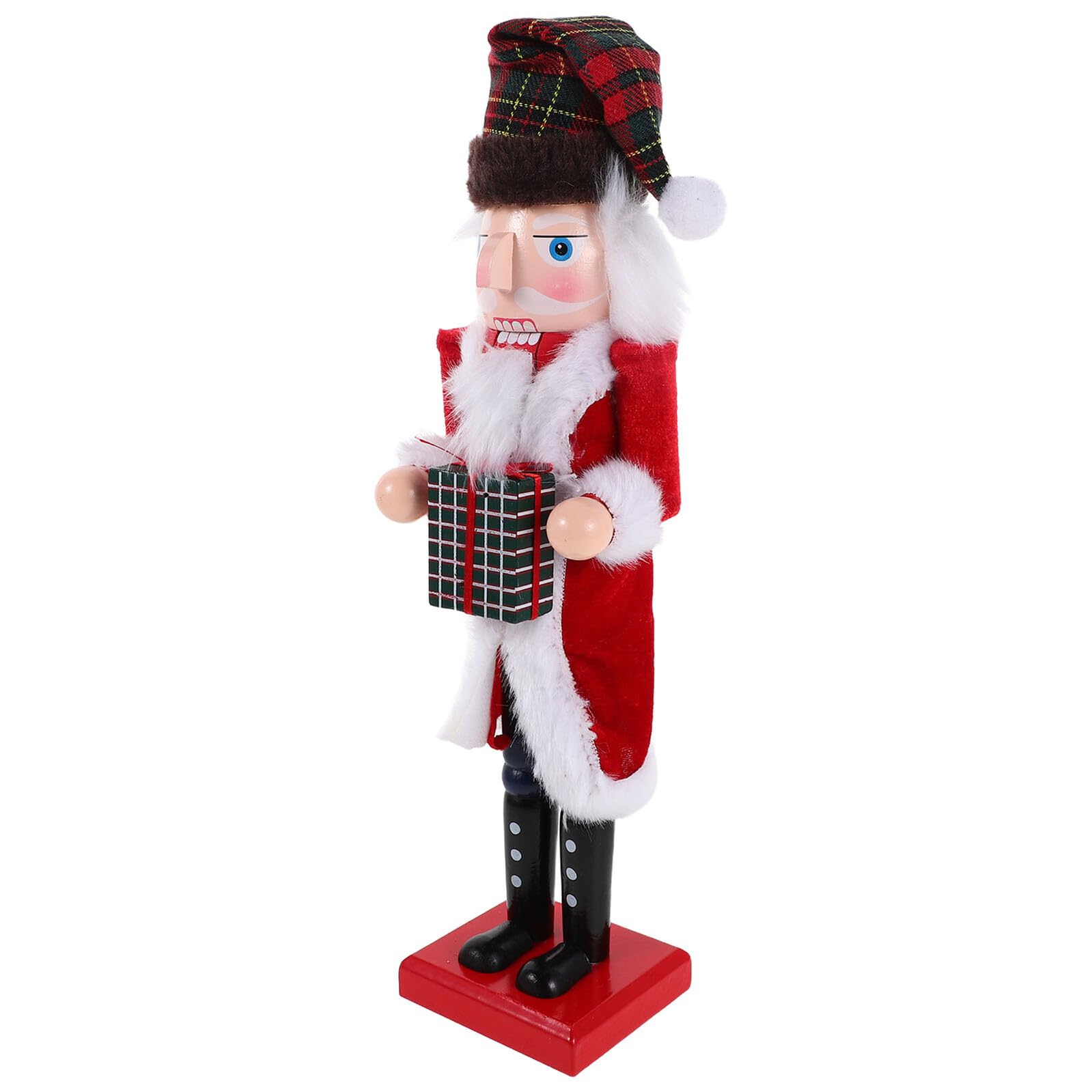 Drewniany Świąteczny Dziadek Do Orzechów z Figurą Świętego Mikołaja Dekoracja Biurko i Kominek Klasyczna Drewniana Rzeźba Boże Narodzenie Nutcracker Świąteczny Wystrój Domu