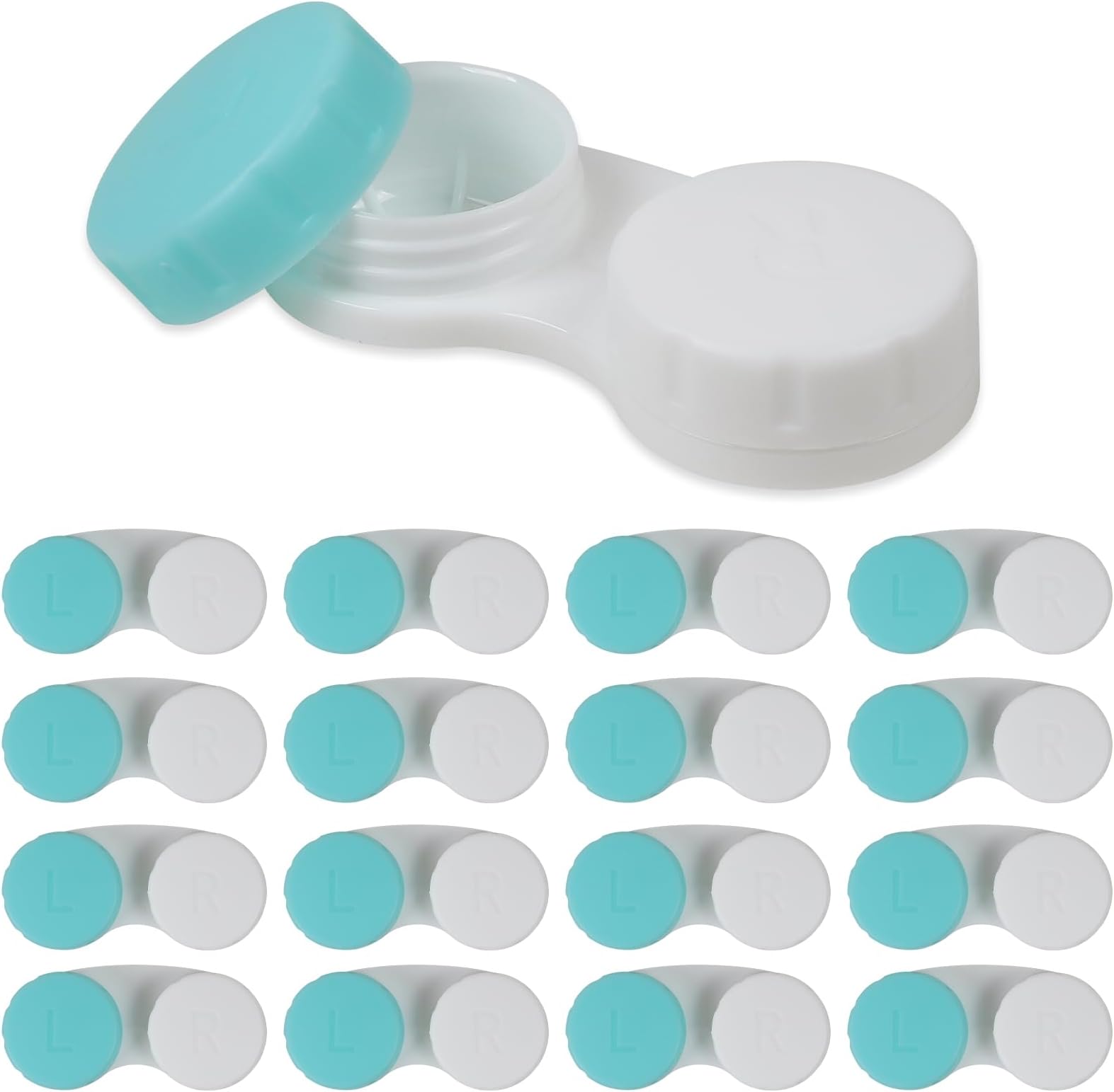16 Pack Mini Contact Lens Case Box - Green Bulk Holder Container Set
