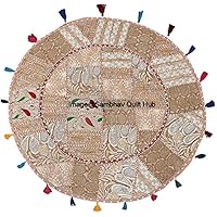 Indiano Rosa Floreale Pavimento Cuscino Decor Cotone Pouf Poggiapiedi Etnico