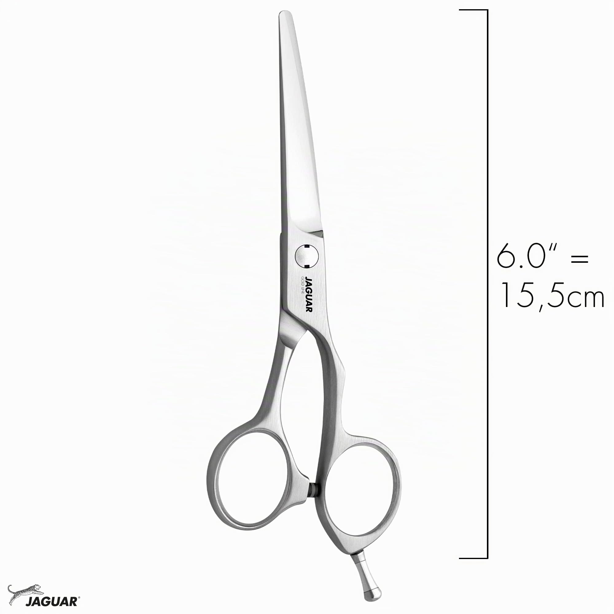 JAGUAR Haarschere XENOX 6.0" | ergonomische Griffstellung | hochwertiger Solinger Spezialstahl SOLINOX | Friseurschere im Offset-Design | teil-satiniert | Made in Germany