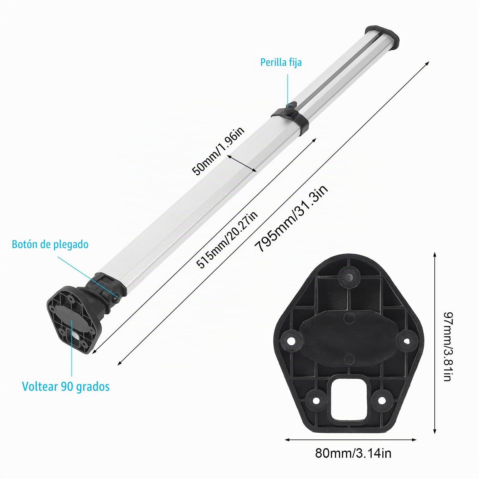 Yctze de la Mesa Plegable Patas de 515 Mm a 795 Mm Soporte de Aluminio Extensible para RV, Campamento, Remolques de Viaje y Botes
