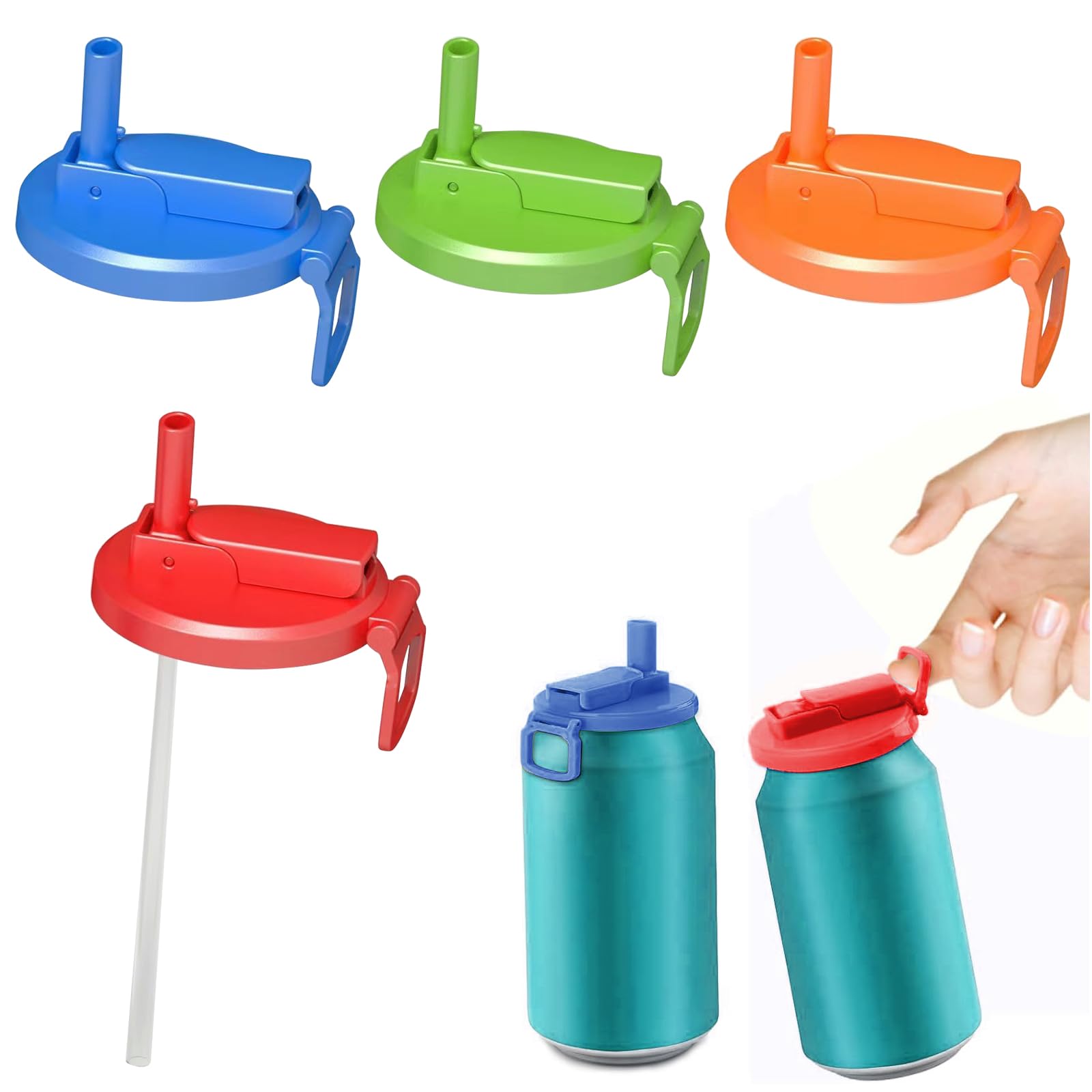 Couvercles De Canette Avec Paille - Lot De 4 - Réutilisables, Étanches - Pour Soda, Bière, Jus