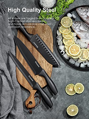Knife Set, 17 Pcs High Carbon Stainless Steel Kitchen Knife Set For Chef, Super Sharp Knife Set With Acrylic Stand, Include Steak Knives, Sharpener And Scissors, Ergonomical Design By Kincano #TOP5