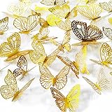 Ewong 60Pcs 3D Butterfly Wall Decal Birthday Cake Party Decoration 5 Style Mural Sticker Art Craft K