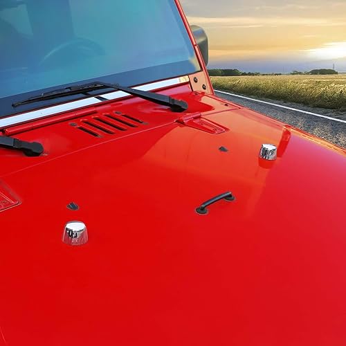 Miniatura 6 de Cubierta de goma para capó del motor, accesorios de decoración para Jeep Wrangler JK JKU 2007-2018, cromo