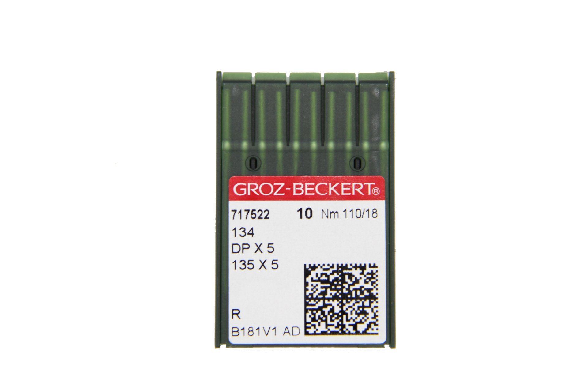GROZ-BECKERT Pack of 10 Sewing Needles dpx5 with Round Piston and Bullet Tip for Industrial Sewing Machines (Nm. 110/18)