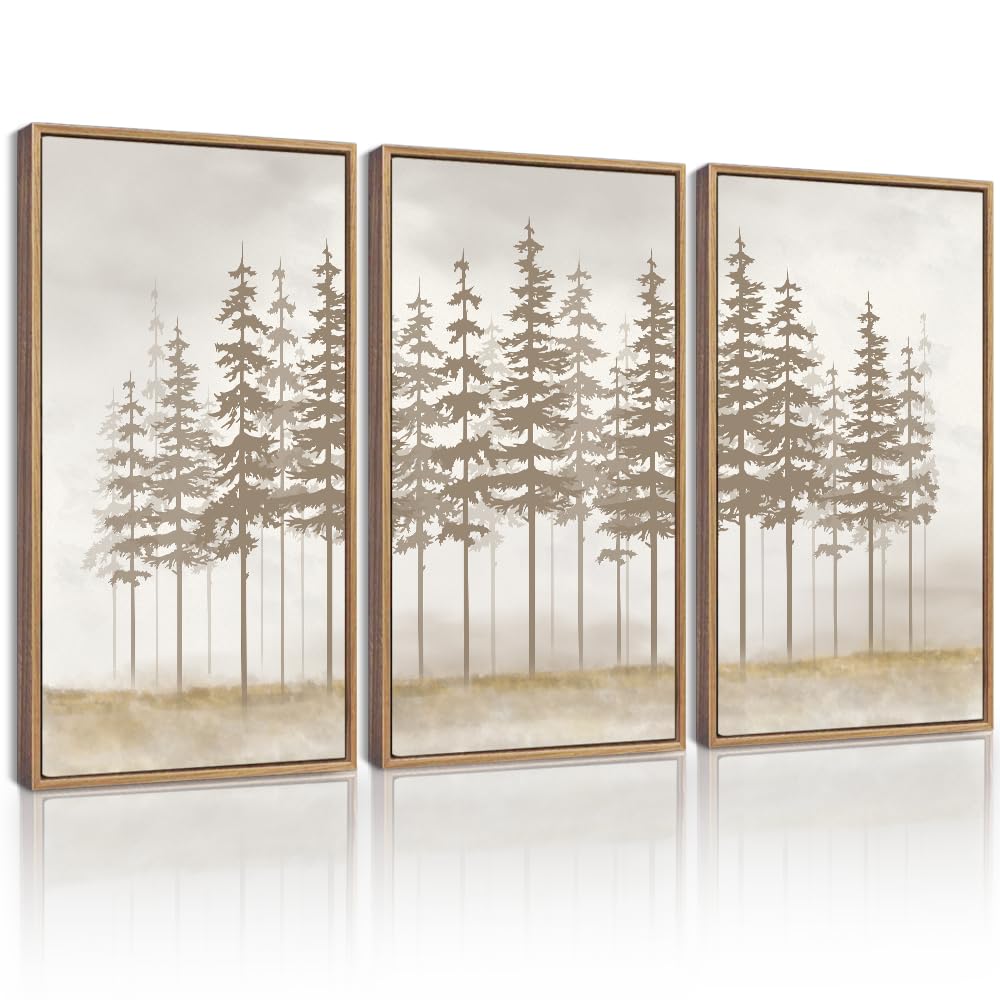 Photo 1 of KUVIOKE Foggy Pine Tree Framed Wall Art