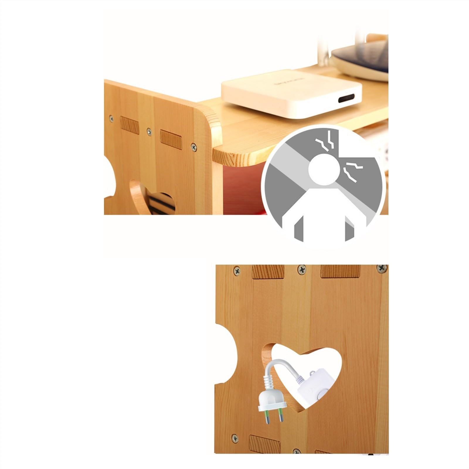 Kabelmanagement Box Router-Aufbewahrungsbox aus massivem Holz, frei stanzbare Steckdosen-Aufbewahrungsbox, kabelloses WLAN, leichte Katze, Set-Top-Box-Rack Kabelbox (Size : 30cm)