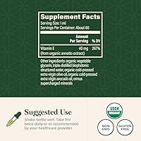 Vista 3 de Global Healing - Gotas líquidas orgánicas de vitamina E de 40 mg - D-alfa tocoferol natural 15% α-tocoferol - Aceite de vitamina E líquido vegano