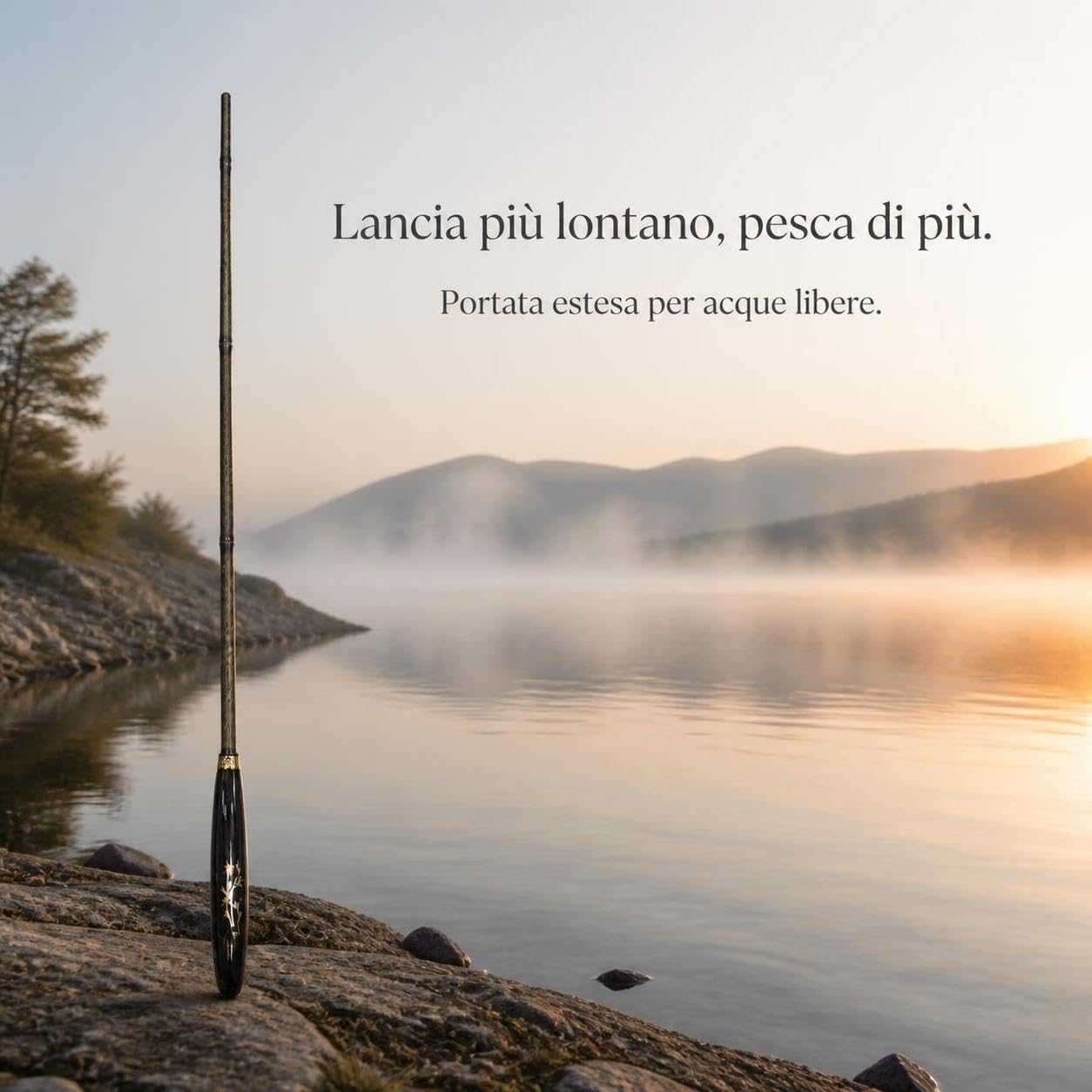 Canna da Pesca Telescopica Composita | fibra di carbonio e legno bacino - design telescopico - per stagno - per esterno