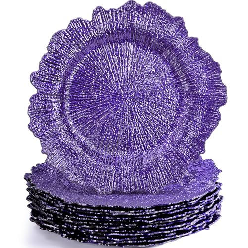 WUWEOT 12 Pack Purple Charger Plates, 12.7 WUWEOT 12 Pack Purple Charger Plates, 12.7