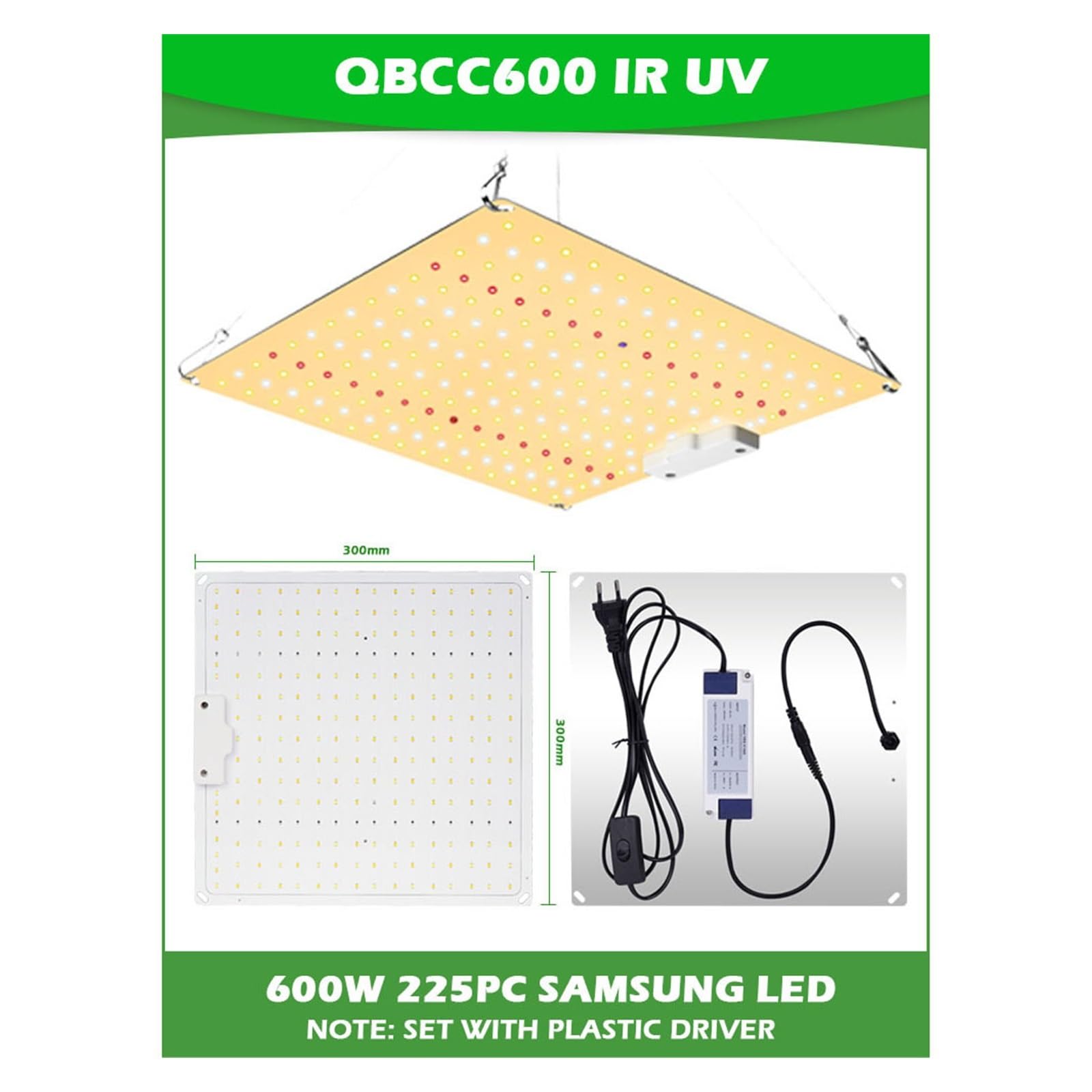 Luces de Cultivo, LED Grow Light 600W 800W 1000W 1200W 1500W Full Spectrum Phyto Lamp for plantas de interior Flores Plántulas(600W With IR UV)