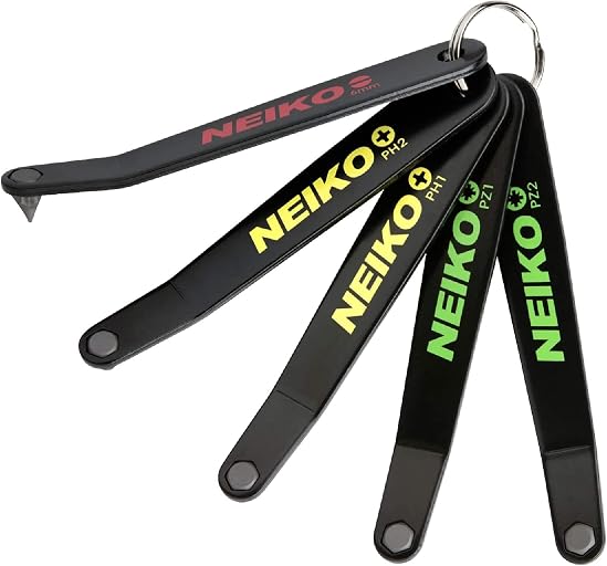 NEIKO 01323A Ultra Low Profile Offset Screwdriver Set | 5-Piece | S2 Steel | Phillips, Pozidriv, and Slotted